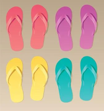 Vector set of colorful flip flops Stock Illustration