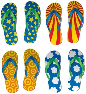Vector set of colorful flip flops Stock Illustration
