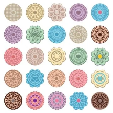 Vector set of colorful fruit and oreo cookies Stock Illustration