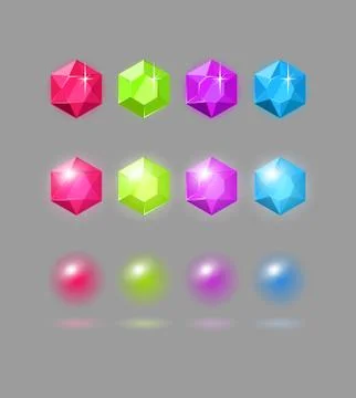 Vector set of colorful gems Stock Illustration