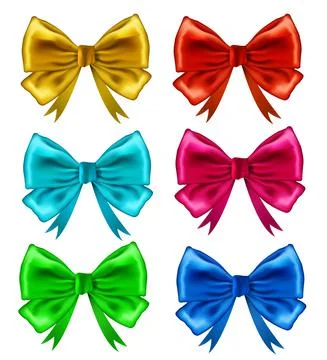 Vector set of colorful gift bows isolated on white Stock Illustration