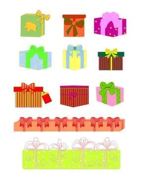 Vector set of colorful gift box symbols Stock Illustration