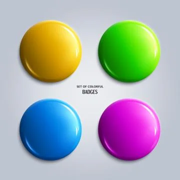 Vector set of colorful glossy badges. Stock Illustration