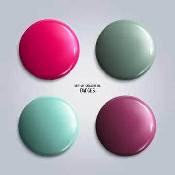 Vector set of colorful glossy badges. Stock Illustration