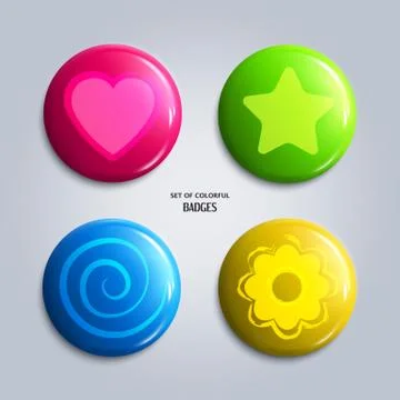 Vector set of colorful glossy badges. Stock Illustration