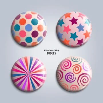 Vector set of colorful glossy badges. Stock Illustration