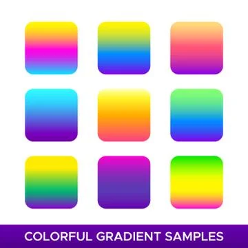 Vector set of colorful gradient samples Stock Illustration