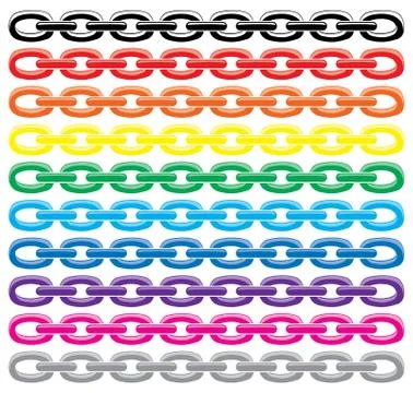 Vector set of colorful metal chains Stock Illustration