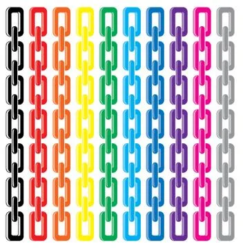 Vector set of colorful metal chains Stock Illustration