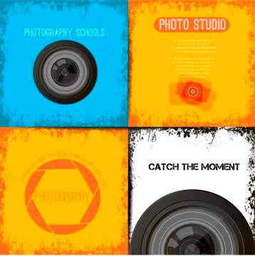 Vector set of colorful photography camera logos and banners Stock-Illustration