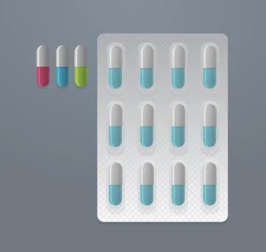 Vector set of colorful pills Stock Illustration