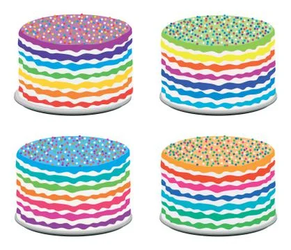 Vector set of colorful rainbow cakes Stock Illustration