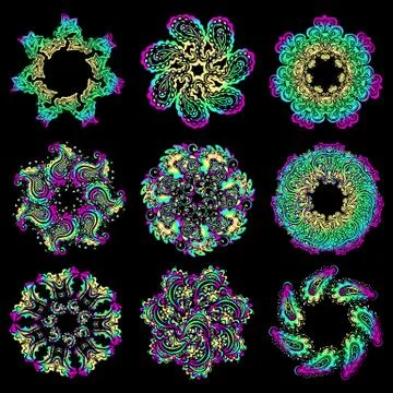 Vector set of colorful round pattern Illustrazione stock