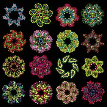 Vector set of colorful round pattern Illustrazione stock