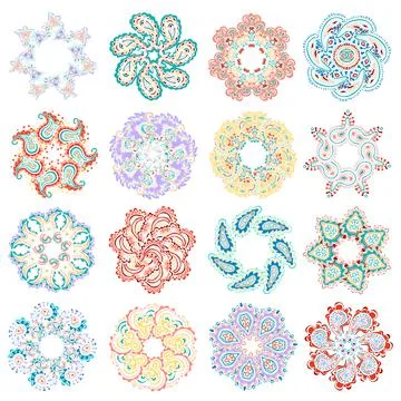 Vector set of colorful round pattern 스톡 일러스트