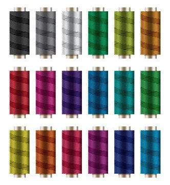 Vector set of colorful spools. thread reels Stock Illustration