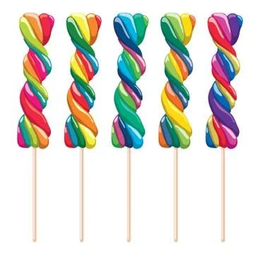 Vector set of colorful twisted lollipops Stock Illustration