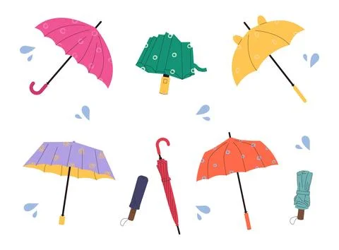 Vector set of colorful umbrellas illustration Stock Illustration