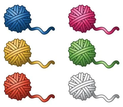 Vector set of colorful yarn balls Stock Illustration