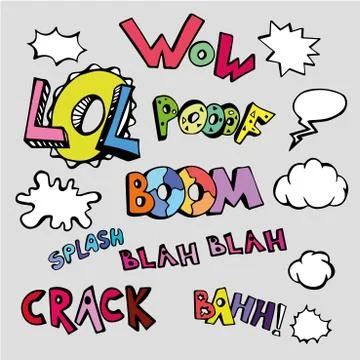 Vector set of comic text. Illustration in pop art style. Speech bubbles for Stock Illustration