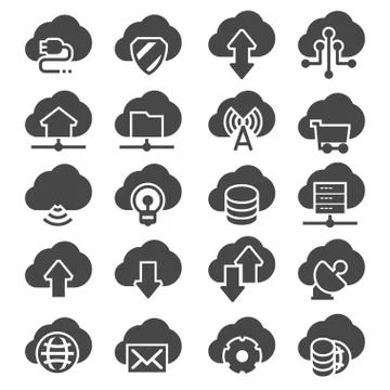 Vector Set of Computer Cloud Related Icons Illustrazione stock