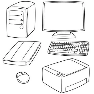 Vector set of computer equipment Stock Illustration