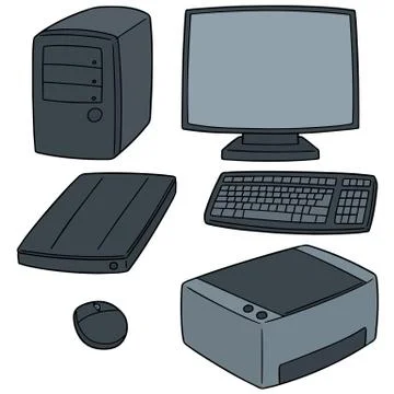 Vector set of computer equipment Stock Illustration