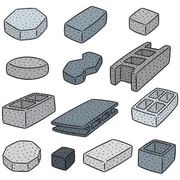 Vector set of concrete construction block Ilustración de archivo