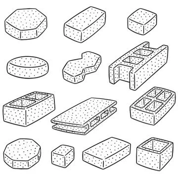 Vector set of concrete construction block Ilustración de archivo