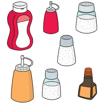 Vector set of condiment bottle Stock Illustration