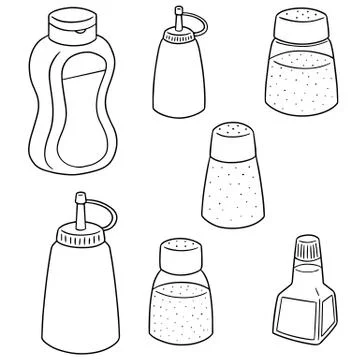 Vector set of condiment bottle Stock Illustration