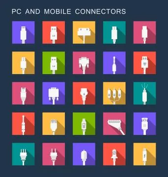 Vector Set Connectors Flat Icons Illustrazione stock