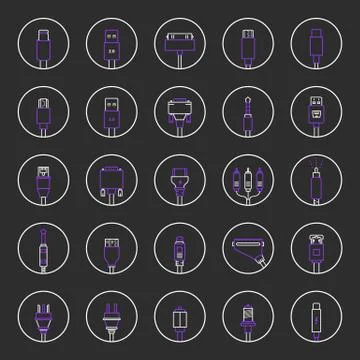 Vector Set Connectors for PC and Mobile Devices Stock Illustration