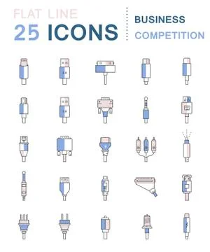 Vector Set Connectors for PC and Mobile Devices Stock Illustration