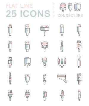 Vector Set Connectors for PC and Mobile Devices Stock Illustration