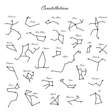 Vector set of constellations. Astrology, astronomy. Mystical symbols. Androme Stock-Illustration