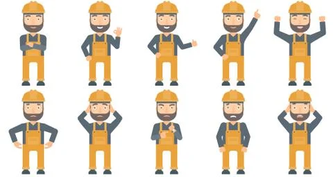 Vector set of constructors and builders characters Stock Illustration