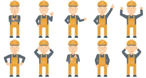 Vector set of constructors and builders characters Stock Illustration