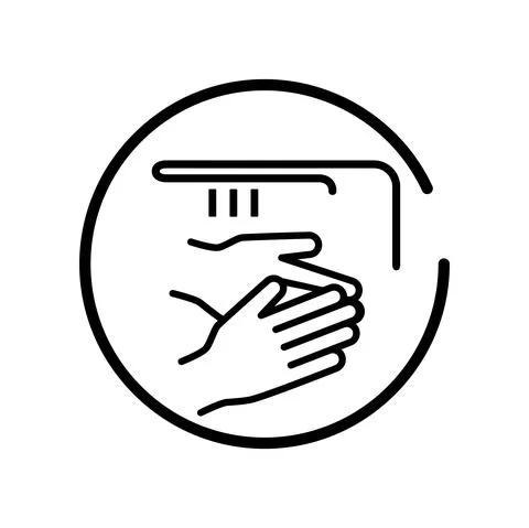 Vector. Set of contour linear icons of hand washing, hand hygiene Stock Illustration