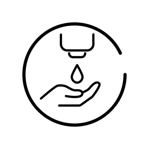 Vector. Set of contour linear icons of hand washing, hand hygiene Stock Illustration