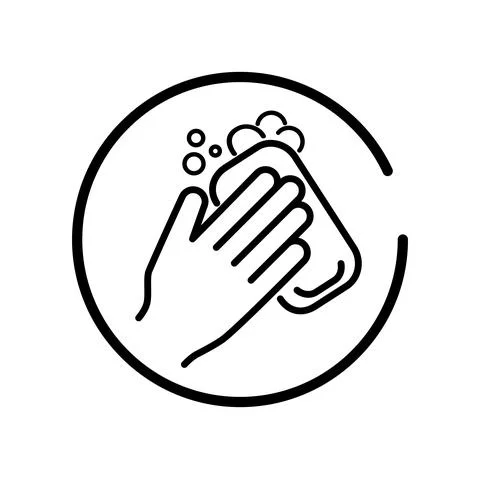 Vector. Set of contour linear icons of hand washing, hand hygiene Stock Illustration