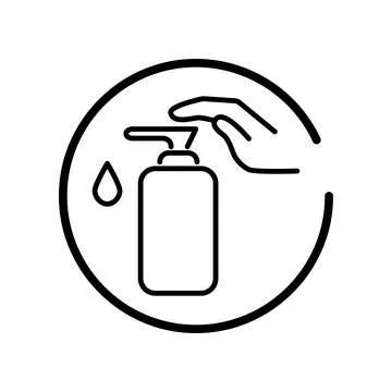 Vector. Set of contour linear icons of hand washing, hand hygiene Stock Illustration