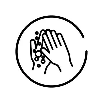 Vector. Set of contour linear icons of hand washing, hand hygiene Stock Illustration