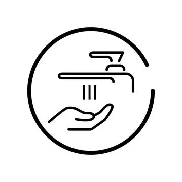 Vector. Set of contour linear icons of hand washing, hand hygiene Stock Illustration