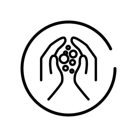 Vector. Set of contour linear icons of hand washing, hand hygiene Stock Illustration