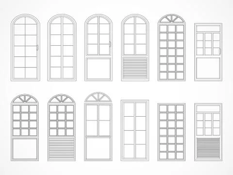 Vector set of contours doors. Stock Illustration