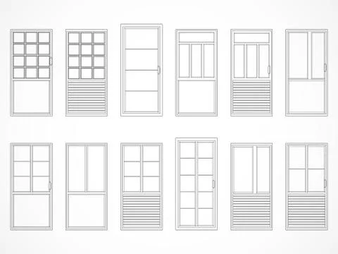 Vector set of contours doors. Stock Illustration