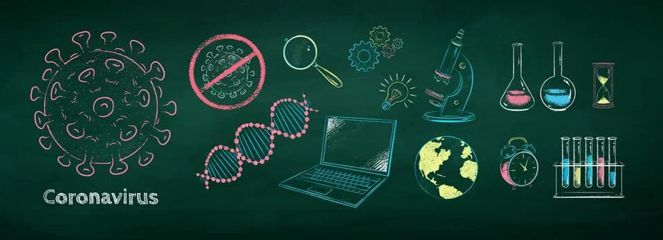 Vector set of Coronavirus research concept Stock Illustration