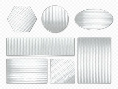 Vector set of corrugated glass of various shapes: rectangle, circle, oval Stock Illustration