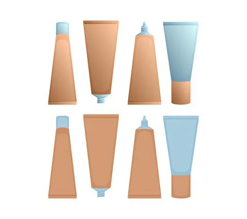 Vector set of cosmetic creams tubes in gradient and flat styles. Stock Illustration